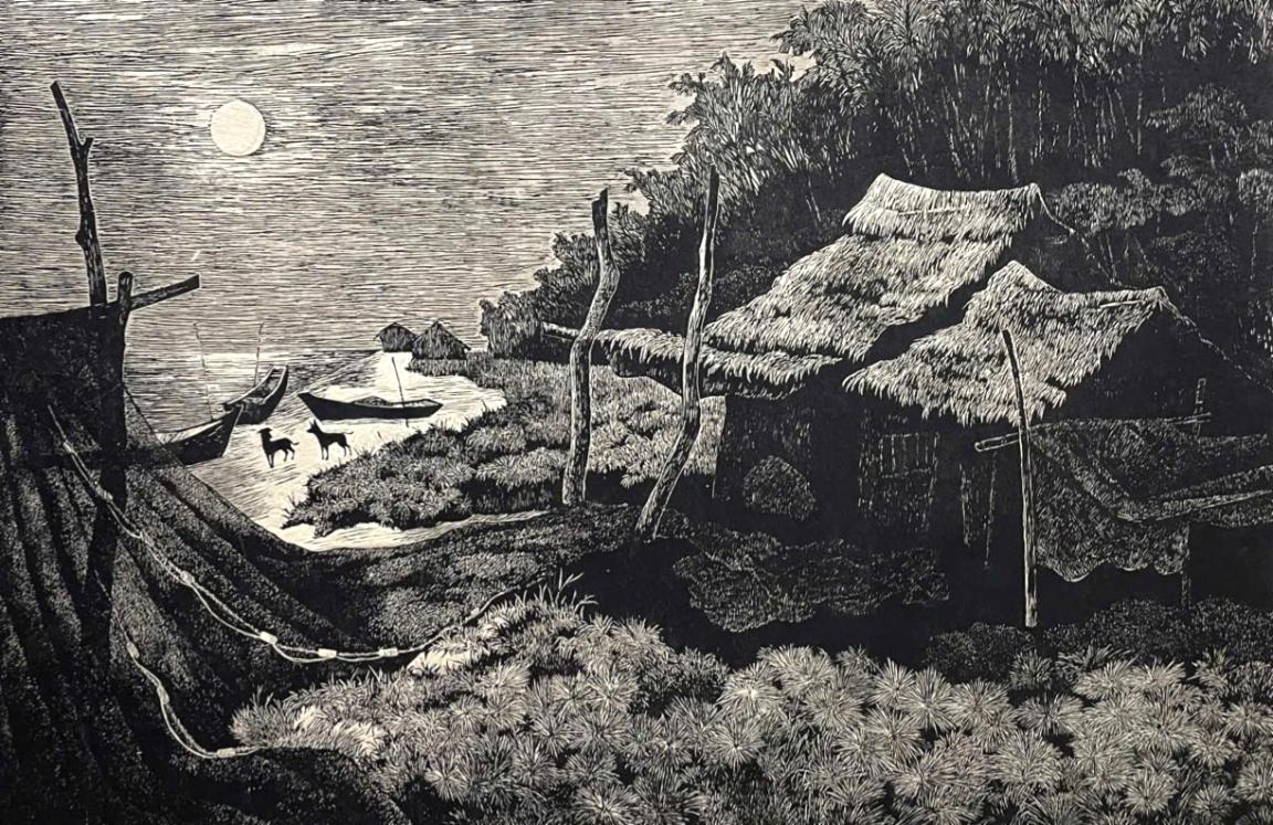 Trăng xóm biển. Tranh Phan Tiến.jpg