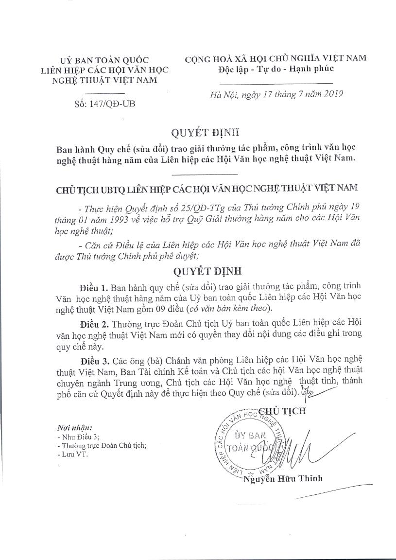 THONG BAO VV GUI TAC PHAM XET GIAI THUONG VHNT NAM 2026 CUA LHCHVHNTVN KEM QĐ BAN HANH QUY CHE (SUA DOI) TRAO GIAI THUONG TP CONG TRINH VHNT HANG NAM CUA LHCHVHNTVN-3.jpg